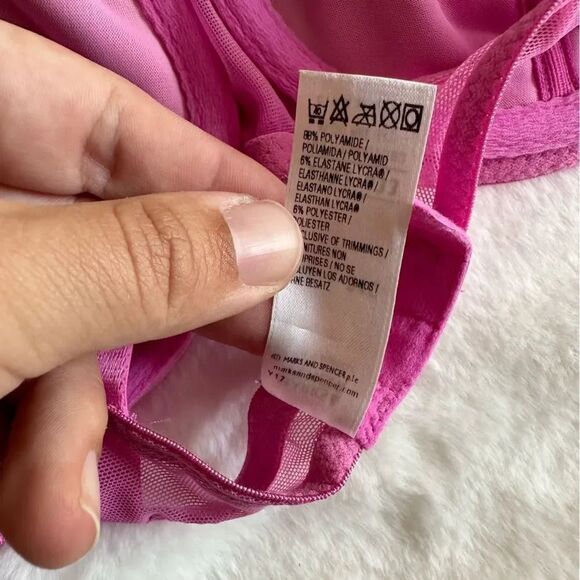 Marks & Spencer Pink Floral Embroidered Lace Bra Women's Size 34C - Picture 9 of 10